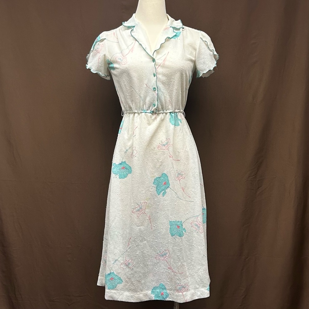 Sheer short cover up teal and white